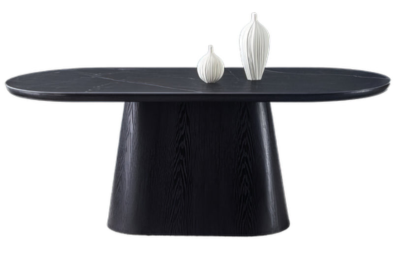 Cali 200 cm Oval Dining Table with Black Table Top