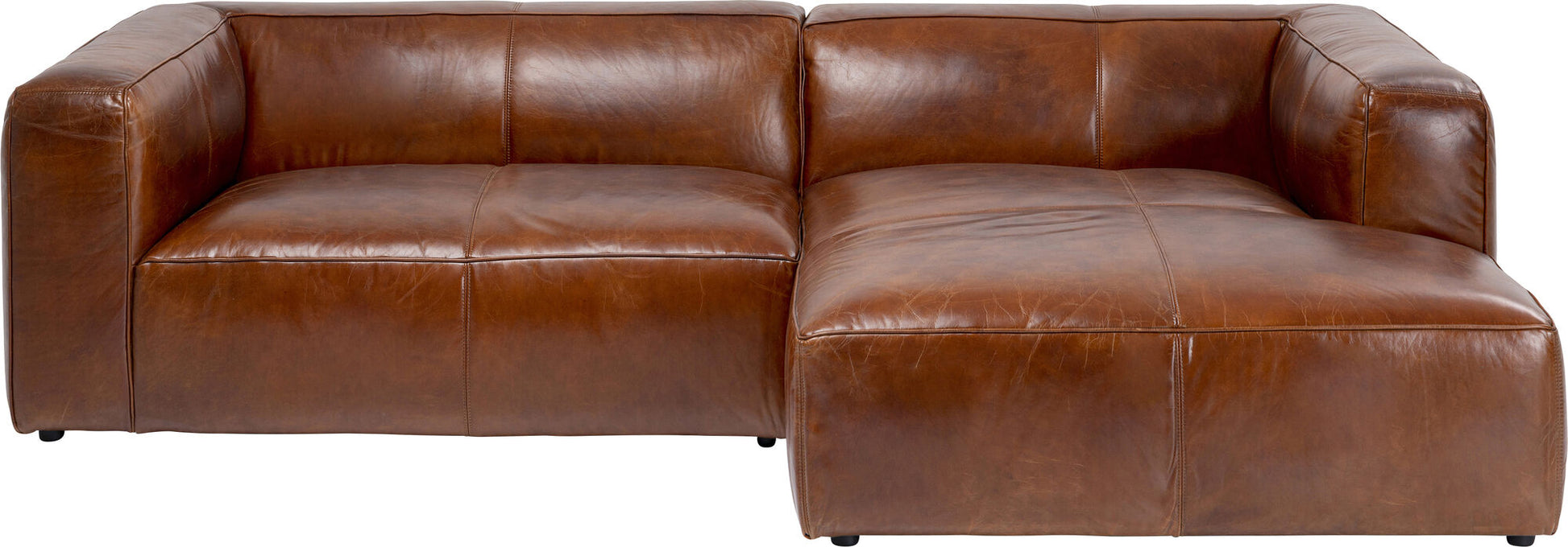 KARE Design Cubetto Three-Seat Sofa Leather Light Brown 86.6 in