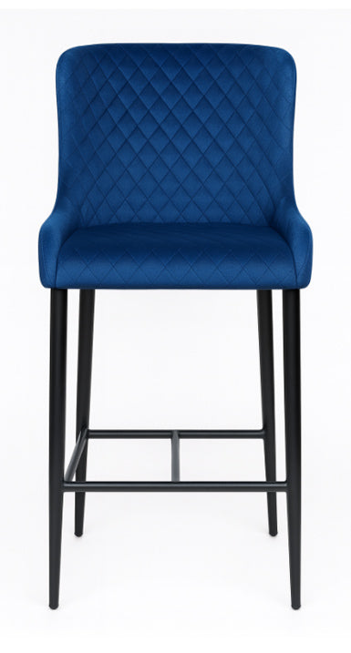CH Alpha Velvet Blue Bar Stool