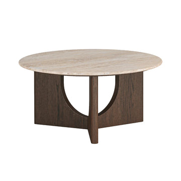 CaL ROUND COFFEE TABLE WITH TRAVERTINE TOP