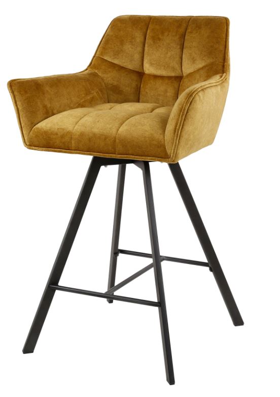 ZI Rotatable Deluxe Velvet Grey Bar Stool