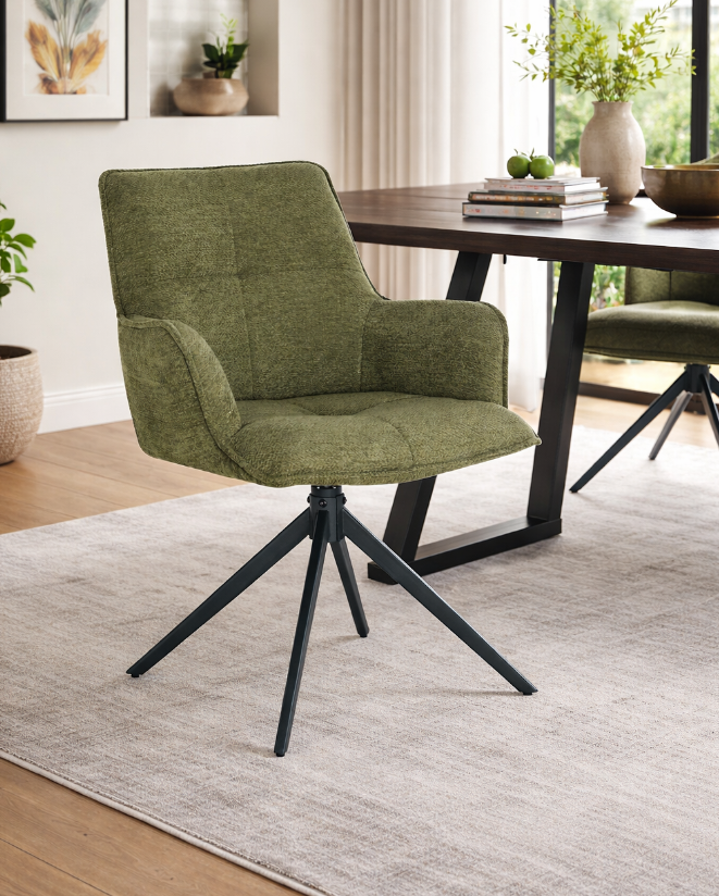 Halo Dining Chair Green Fabric