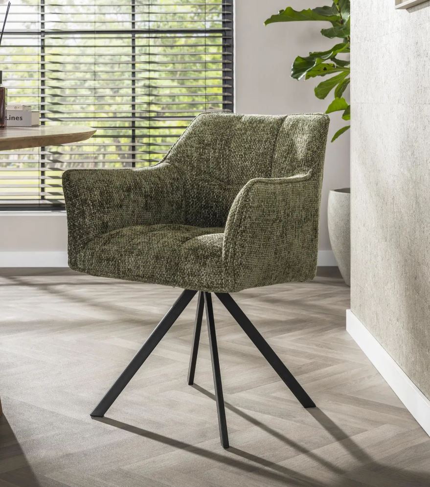 ZI Armchair Velvet Grid Rotatable