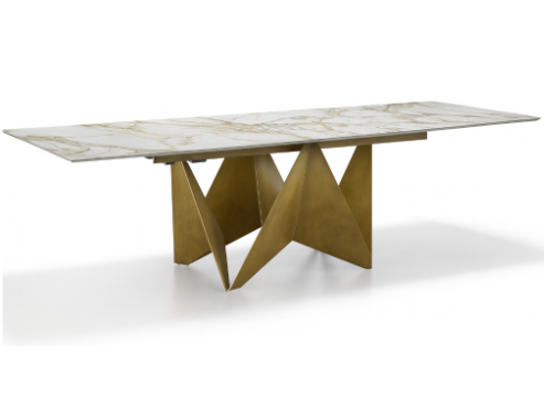 Dining table with a modern design on a white background