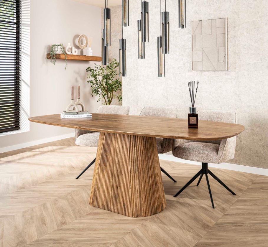 Wave Oval Solid Wood Dining Table
