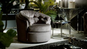 KARE Design Swivel Armchair Music Hall Leather Brown