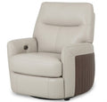 Beige recliner chair with brown accent on a white background