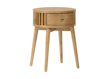 Lynn Oak Round Side Table with Drawer