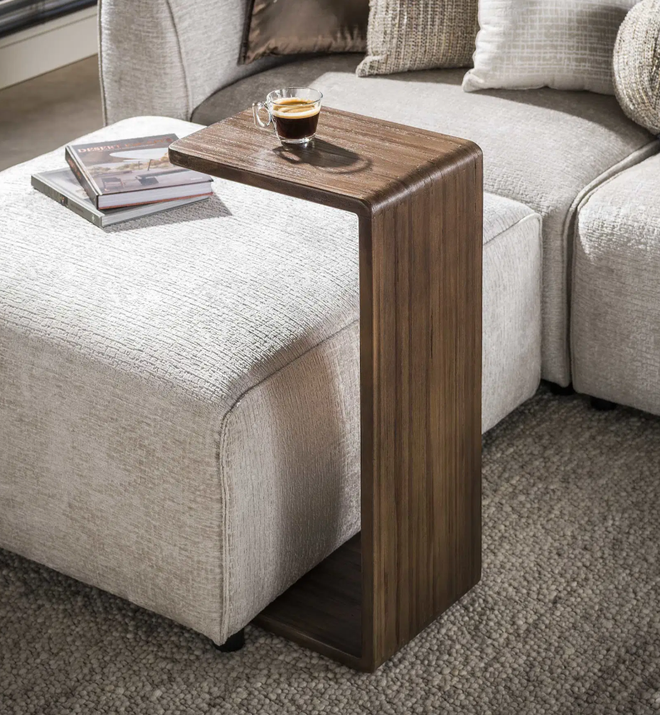 Noya Teak Wood C-Shaped Side Table
