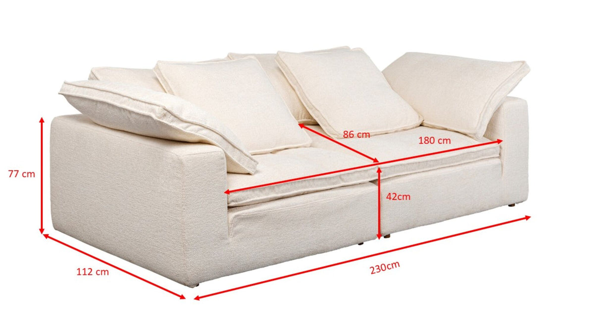 KARE Design Carole 3-Seat Sofa 90.6x44.1x30.3in White Beige