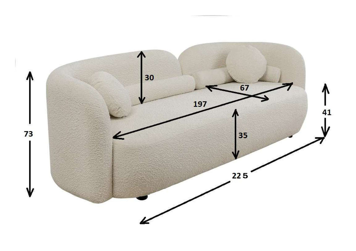 KARE Design Kelly Three-Seat Sofa White 88.6 in