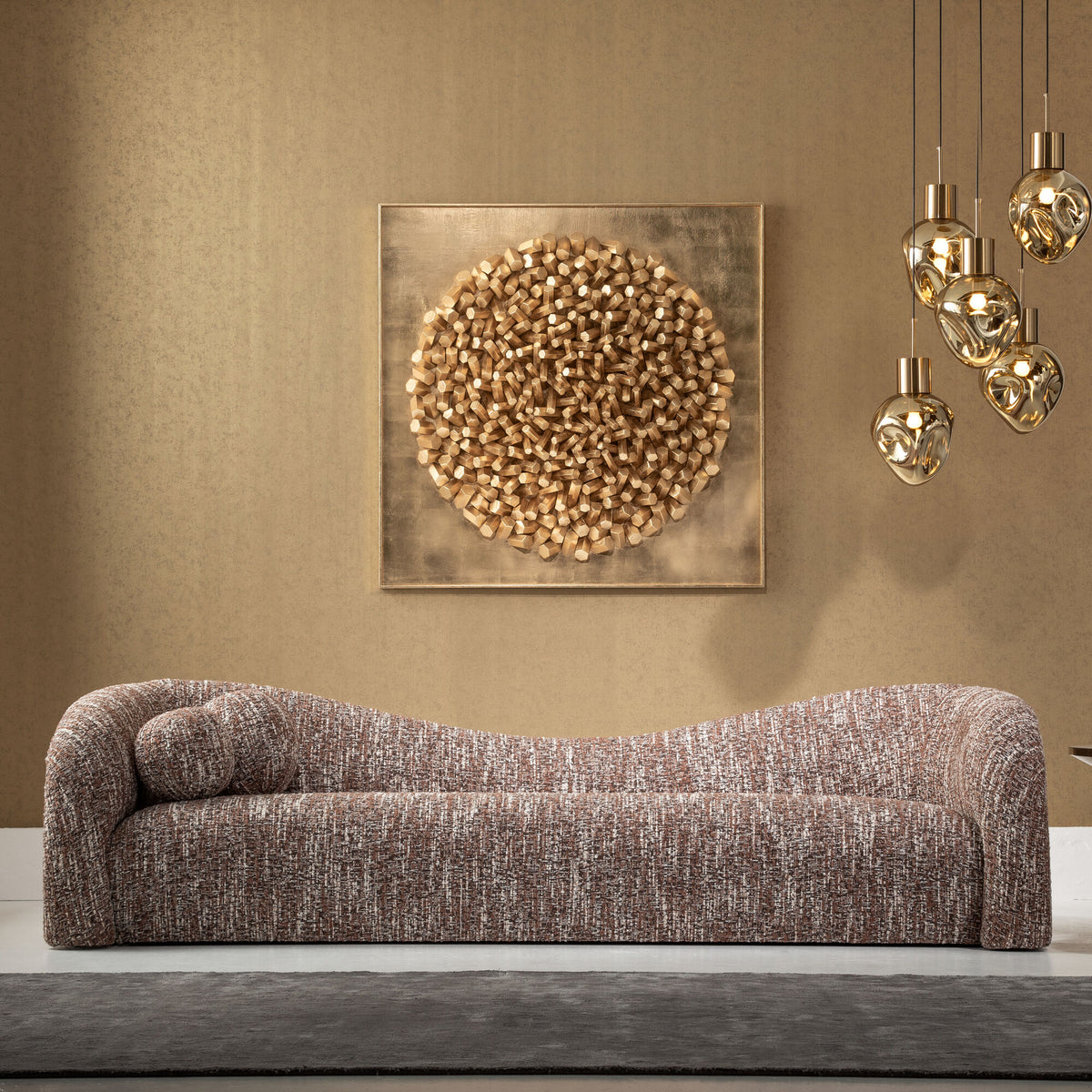 KARE Design Livia Melange 3-Seater Sofa Brown 102.8 in.