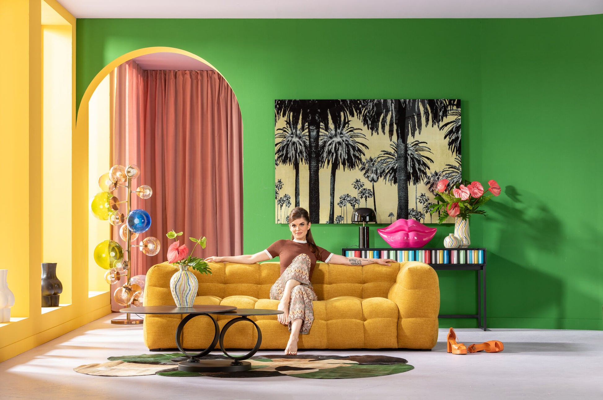 KARE Design Salamanca 3-Seater Sofa Yellow 94.5 in
