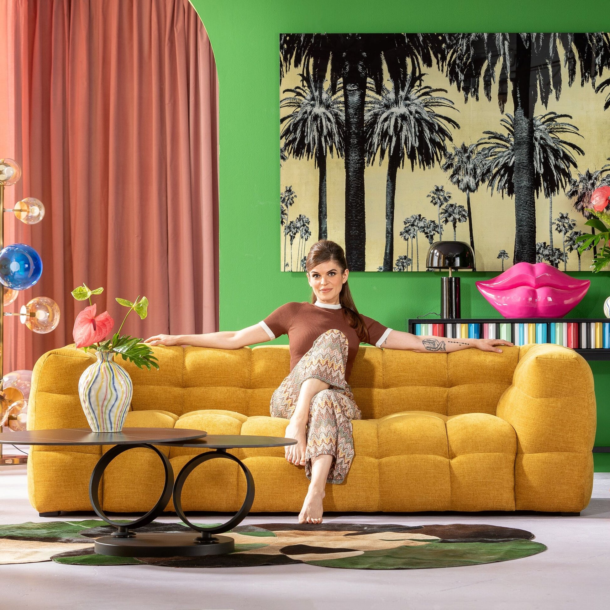 KARE Design Salamanca 3-Seater Sofa Yellow 94.5 in