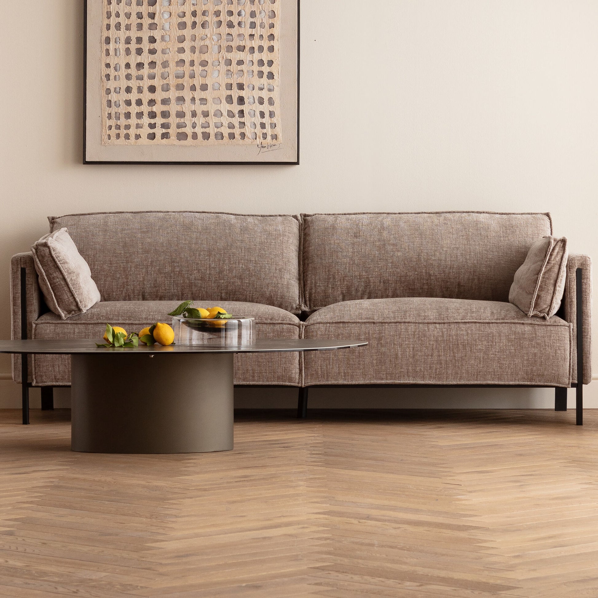 KARE Design Victor 3-Seat Sofa Beige 92 Inch