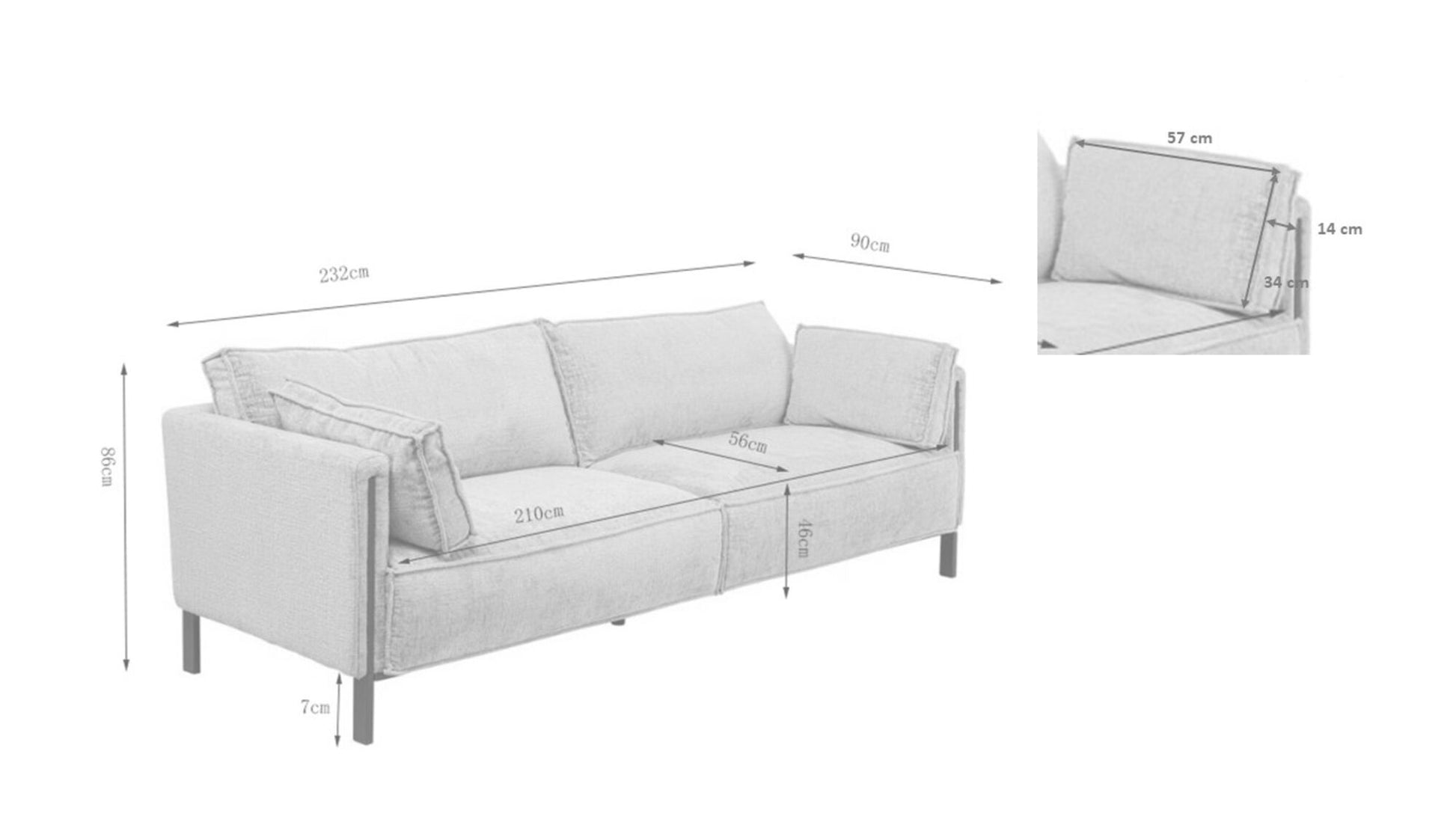 KARE Design Victor 3-Seat Sofa Beige 92 Inch