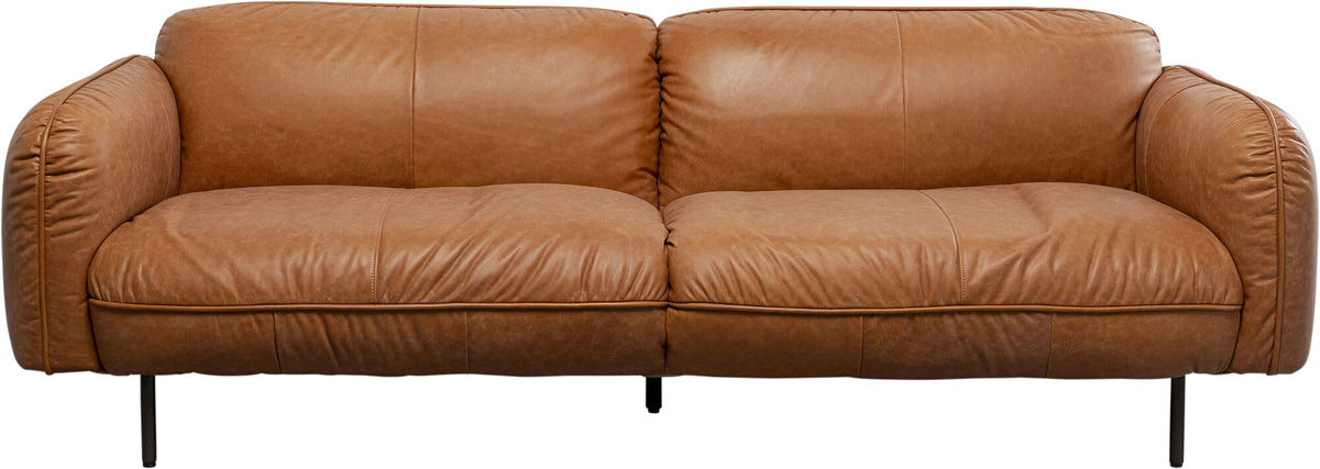 KARE Design Calgary Leather Sofa Brown 90.4 in.