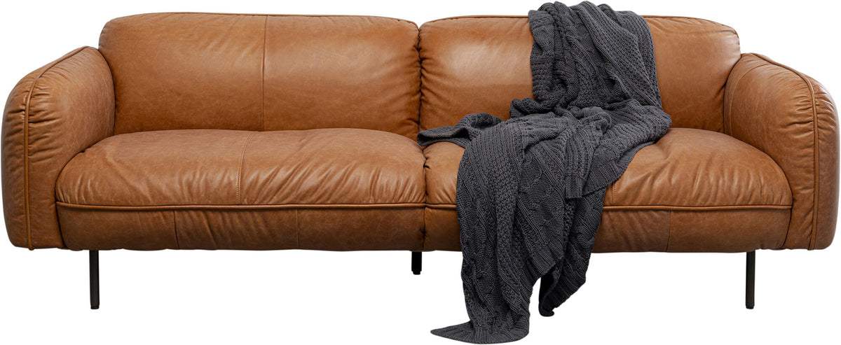 KARE Design Calgary Leather Sofa Brown 90.4 in.