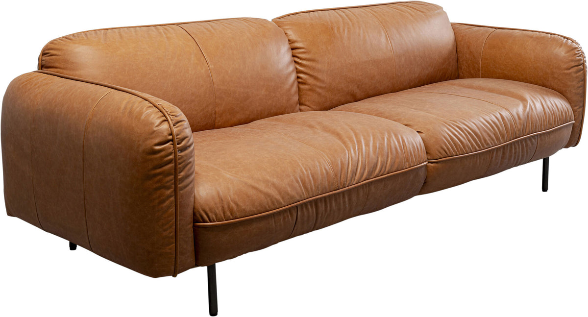 KARE Design Calgary Leather Sofa Brown 90.4 in.