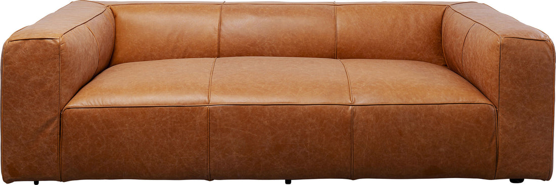 KARE Design Cubetto Three-Seat Sofa Leather Light Brown 86.6 in
