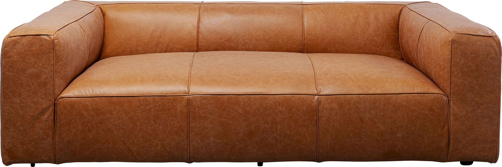 KARE Design Cubetto Three-Seat Sofa Leather Light Brown 86.6 in