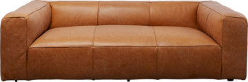 KARE Design Cubetto Three-Seat Sofa Leather Light Brown 86.6 in