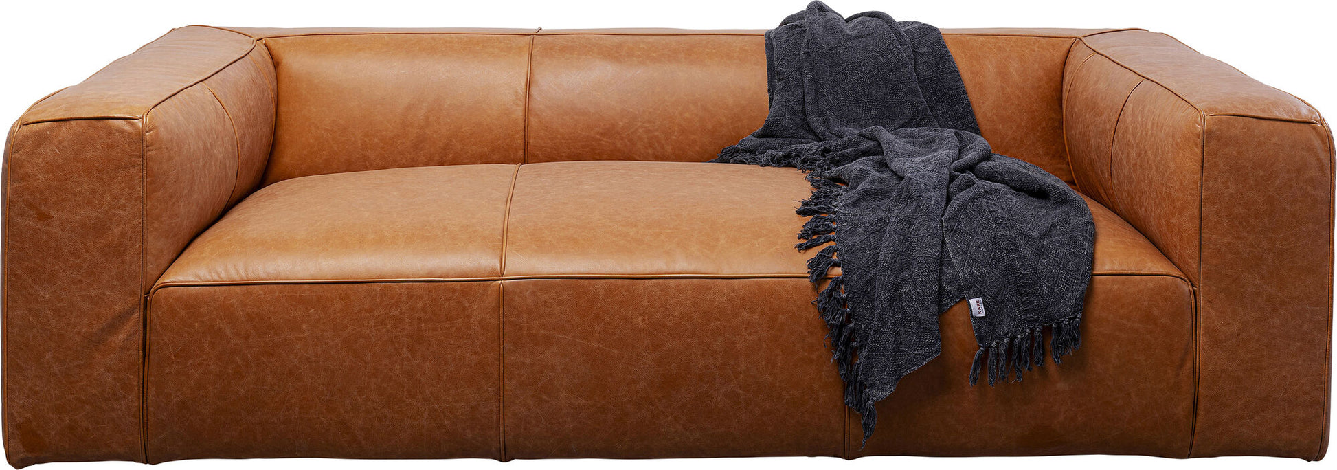 KARE Design Cubetto Three-Seat Sofa Leather Light Brown 86.6 in