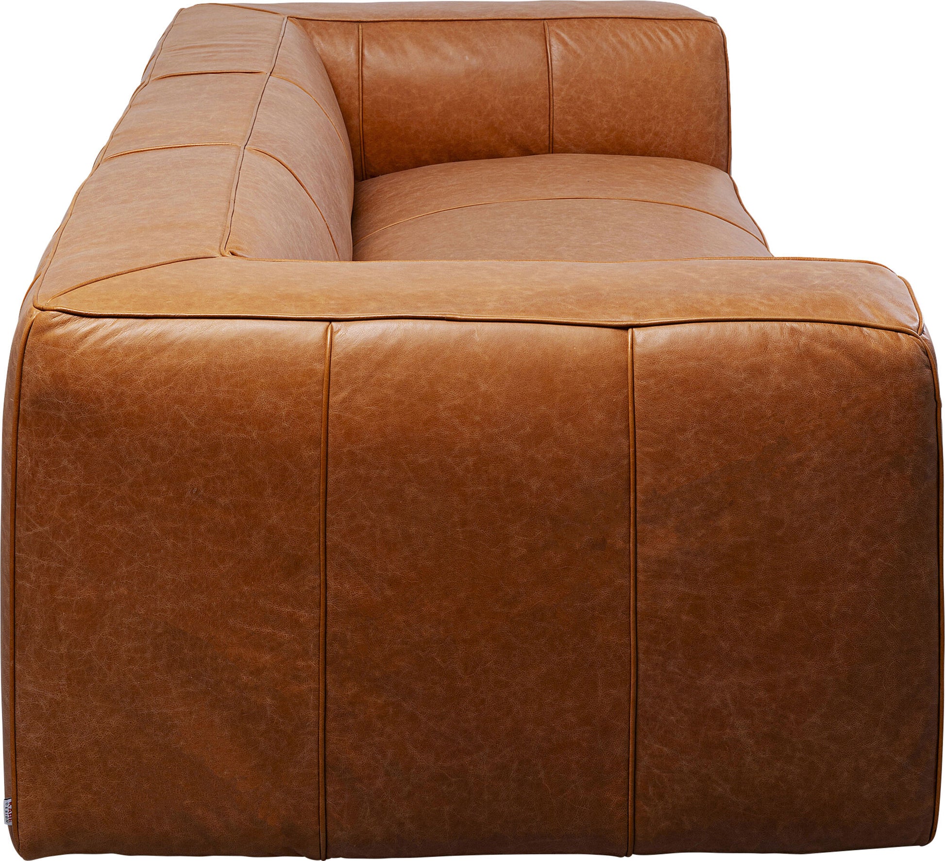 KARE Design Cubetto Three-Seat Sofa Leather Light Brown 86.6 in