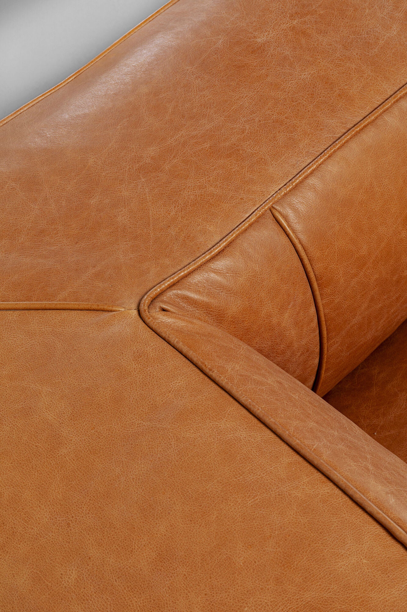 KARE Design Cubetto Three-Seat Sofa Leather Light Brown 86.6 in