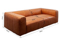 KARE Design Cubetto Three-Seat Sofa Leather Light Brown 86.6 in