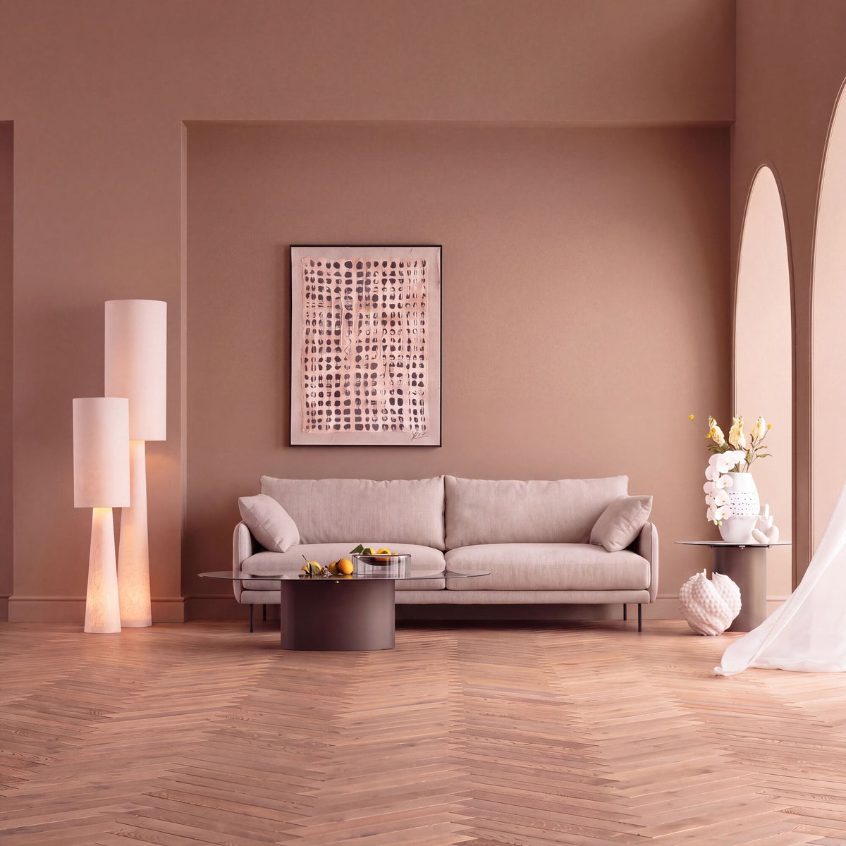 KARE Design Edna Three-Seat Sofa Cream 96.5 in