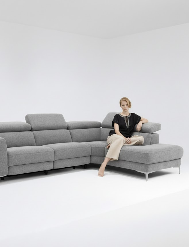 VESPASIAN Power Recliner Corner Sofa FABRIC Right Facing