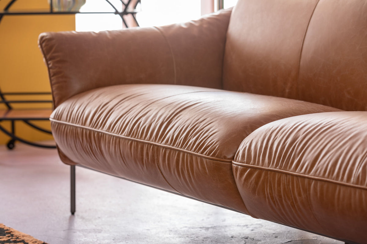 KARE Design Napa Leather Three-Seat Sofa Brown