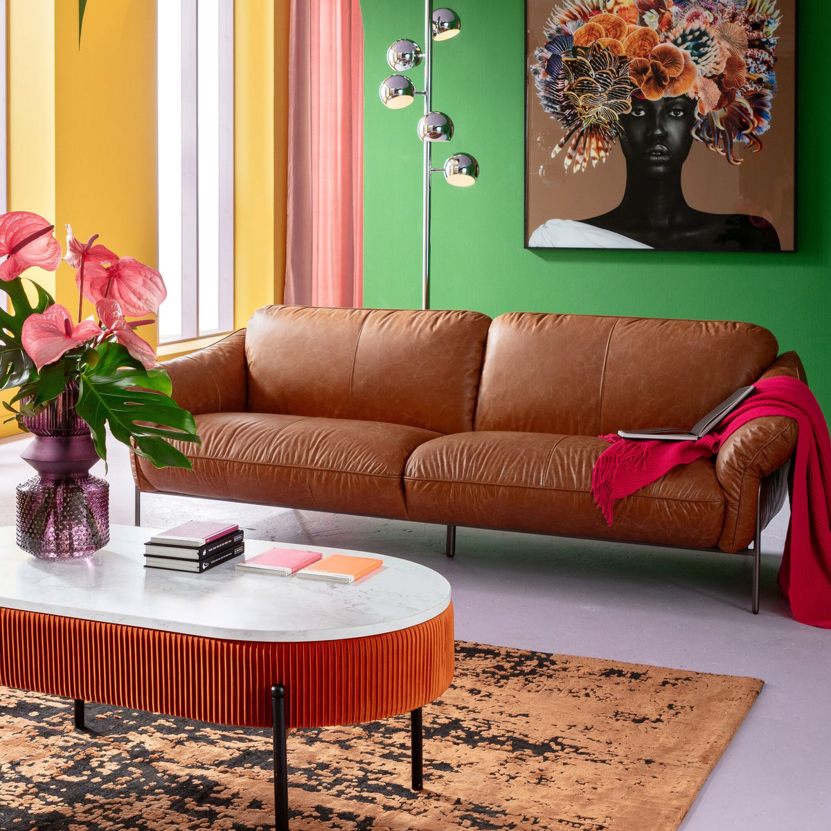 KARE Design Napa Leather Three-Seat Sofa Brown