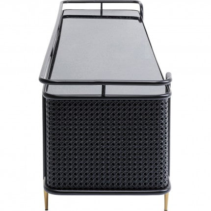 TV Board Fence Glass Steel Black