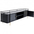 TV Board Fence Glass Steel Black