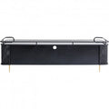 TV Board Fence Glass Steel Black
