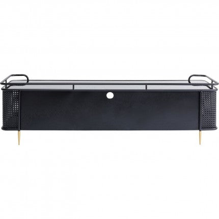 TV Board Fence Glass Steel Black