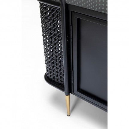 TV Board Fence Glass Steel Black