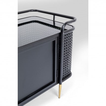 TV Board Fence Glass Steel Black