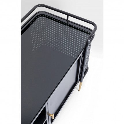 TV Board Fence Glass Steel Black