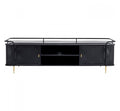 TV Board Fence Glass Steel Black