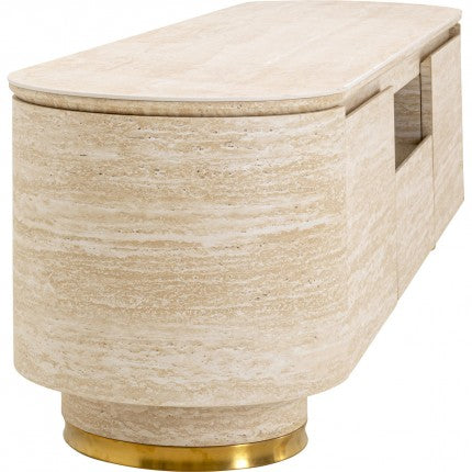 TV Board Linnea Stone-Effect Beige 63x17x18 in
