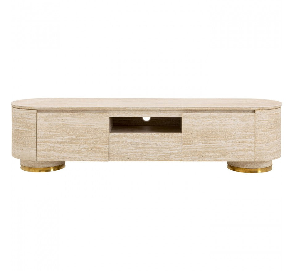 TV Board Linnea Stone-Effect Beige 63x17x18 in