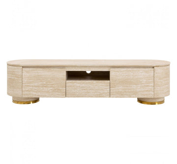 TV Board Linnea Stone-Effect Beige 63x17x18 in