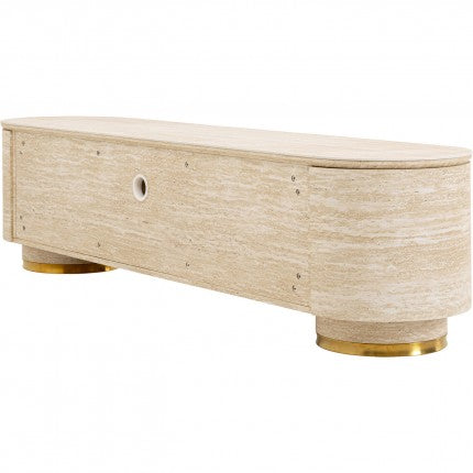 TV Board Linnea Stone-Effect Beige 63x17x18 in