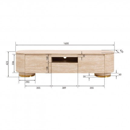 TV Board Linnea Stone-Effect Beige 63x17x18 in