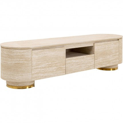 TV Board Linnea Stone-Effect Beige 63x17x18 in