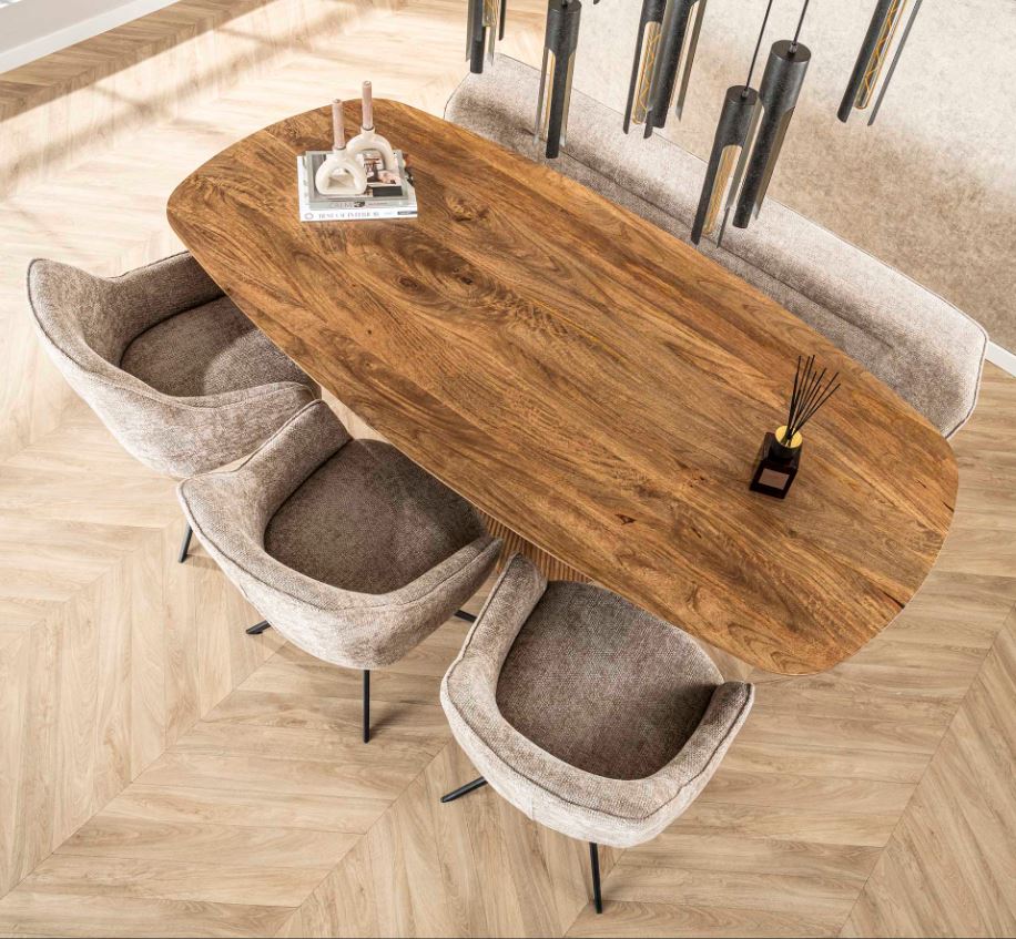 Wave Oval Solid Wood Dining Table