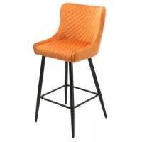 Talia Bar Stool in Orange Velvet